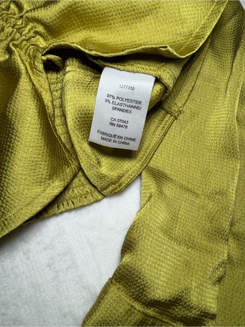 Rachel Zoe Chartreuse Ruched Button-Front Collared Top - Picture 6 of 6